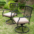 9-Piece Metal Square Outdoor Dining Set with Table and Swivel Chairs with Beige Cushions