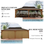 12 Ft. X 22 Ft. Double Galvanized Steel Roof Aluminum Frame Outdoor Patio Hardtop Gazebo Wooden Finish Coated