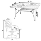 9-Piece Metal Outdoor Dining Set with Square Table and Swivel Chairs with Beige Cushions