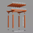 10 Ft. X 10 Ft. Traditional All Cedar Wood Outdoor Patio Pergola Shade Structure