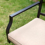 9-Piece Metal Square Outdoor Dining Set with Table and Swivel Chairs with Beige Cushions