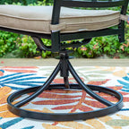 9-Piece Metal Outdoor Dining Set with Square Table and Swivel Chairs with Beige Cushions