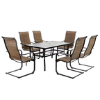 7-Piece Rectangle Outdoor Patio Dining Set with Padded Sling Chairs