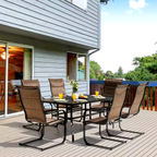 7-Piece Rectangle Outdoor Patio Dining Set with Padded Sling Chairs