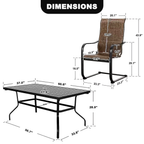 7-Piece Rectangle Outdoor Patio Dining Set with Padded Sling Chairs