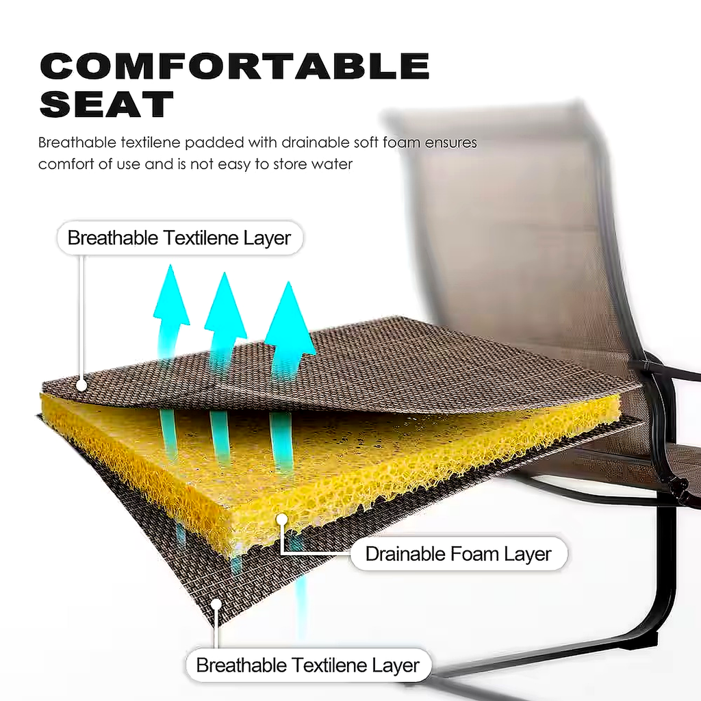7-Piece Rectangle Outdoor Patio Dining Set with Padded Sling Chairs